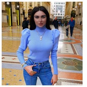 Zara Blue Balloon Sleeve Top